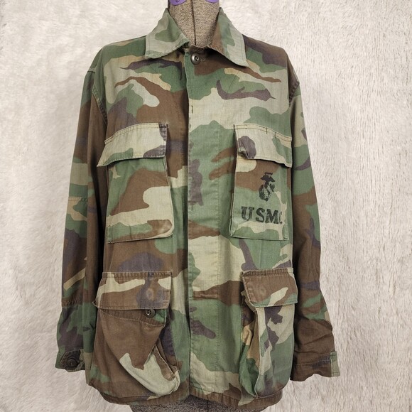USMC Vintage 70s Camouflage Camo Military Utility Jacket Size 27 - Picture 1 of 8